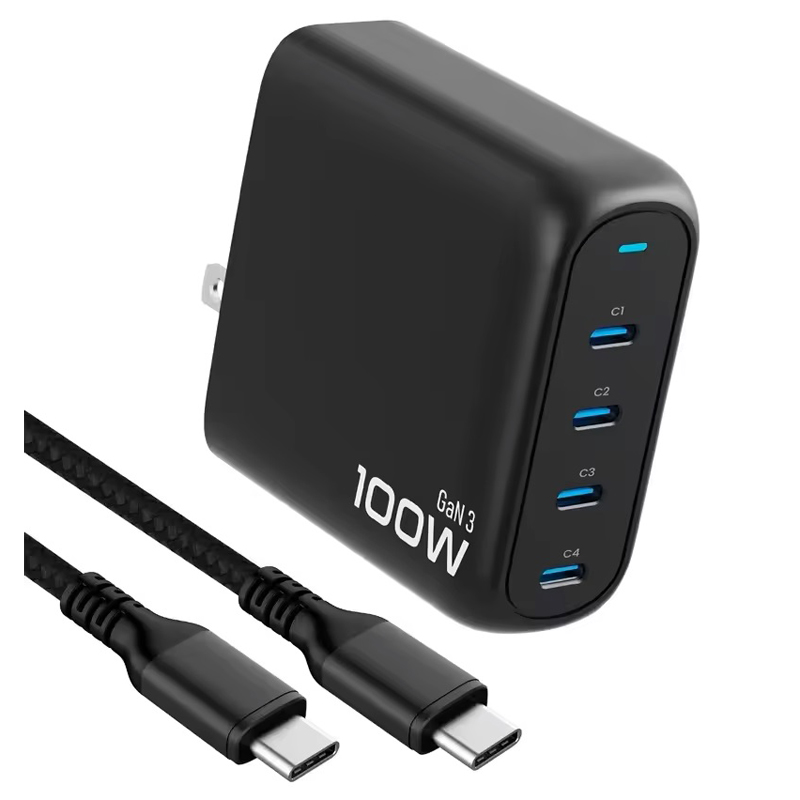 Sạc Nhanh Rewoda RWD100B 100W Gan III QC3.0 PPS 4 USB Type-C - màu đen