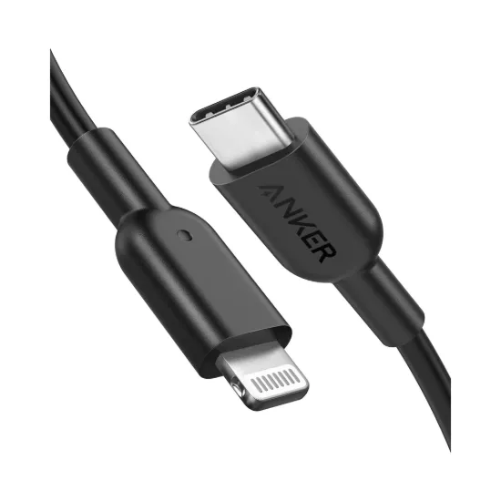 CĂ¡p sáº¡c nhanh USB Type C to Lightning Anker A8633 PowerLine II dĂ i 1.8m mĂ u Ä‘en
